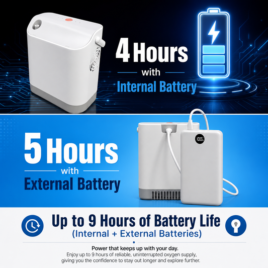 HACENOR Small 1.5 Liters Continuous Flow Portable Oxygen Concentrator Airplane Friendly With Long-life Battery 24/7 Work FYY-01