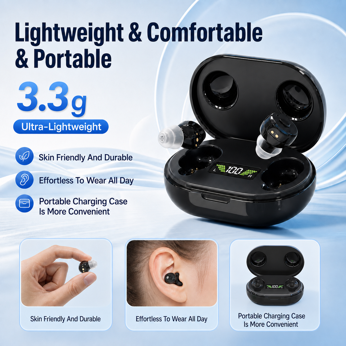 CIC Hearing Aids with 16-Channel Clarity Smart Noise Reduction Lightweight Comfort and Long-Lasting Power for Everyday Use GM-901