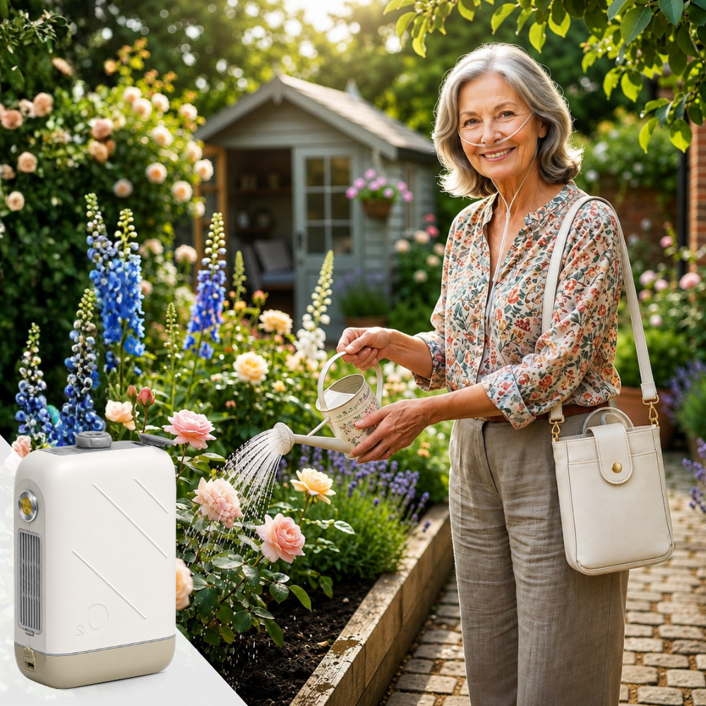 Small Portable 2L Continuous Flow Oxygen Concentrator with Low Noise and 2-Hour Long-life Battery for 24/7 Continuous Work Home Travel Use ROV-02