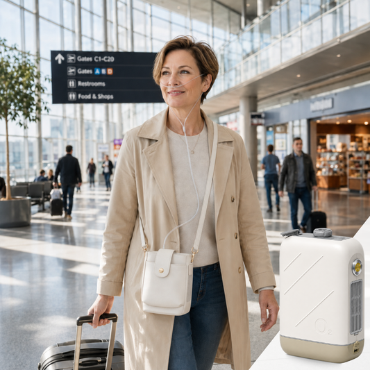 2L Continuous Flow Mini Portable Oxygen Concentrator with Quiet Operation and Consistent 2-Hours Runtime Battery for Reliable 24/7 Home Travel Use ROV-02