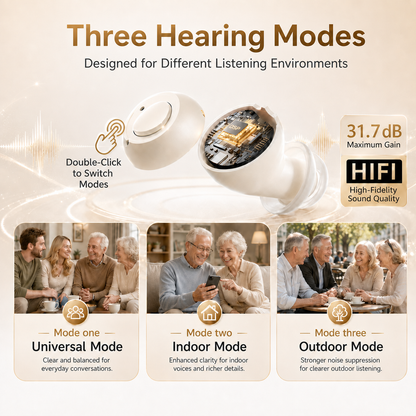 Compact and Lightweight CIC Hearing Aids with 32-Channel Smart Chip UV Sterilization and 3 Listening Modes GM-955
