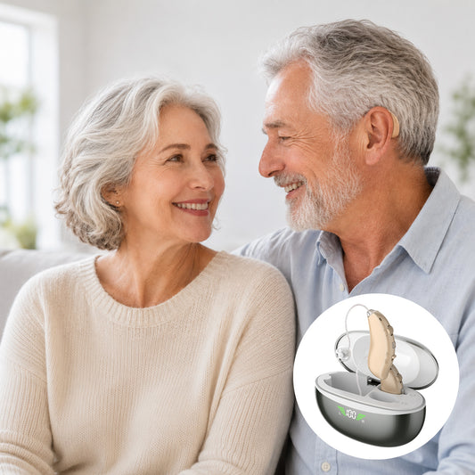 Rechargeable Digital Hearing Aids with 16 Channel Chip Noise Reduction Multiple Listening Modes and Charging Case GM-353