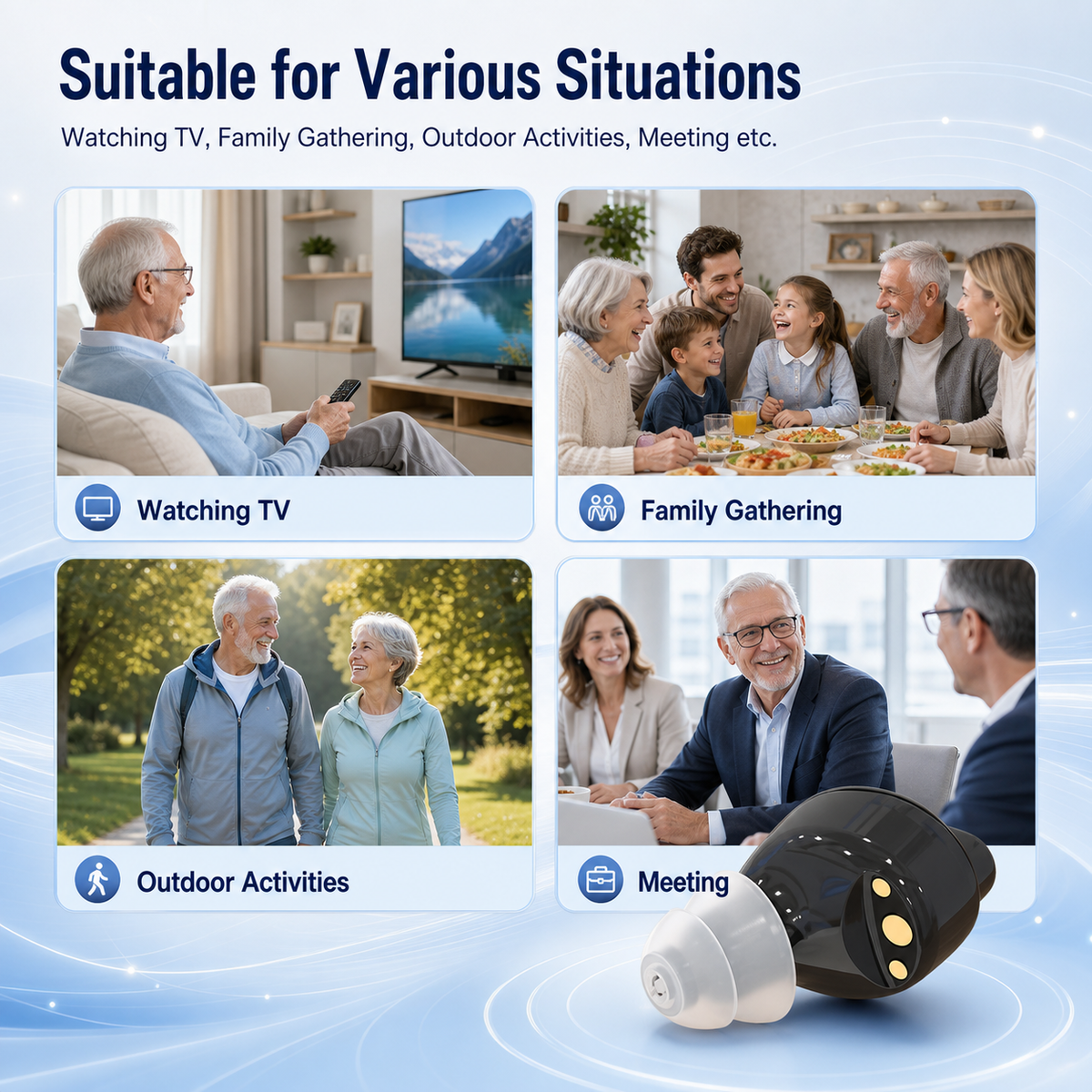 CIC Hearing Aids with 16-Channel Clarity Smart Noise Reduction Lightweight Comfort and Long-Lasting Power for Everyday Use GM-901