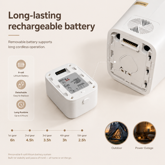 1–5L Adjustable 90% High Purity Pulse Flow Portable Oxygen Concentrator 6H Long Battery Lightweight For Travel Use ROV-03