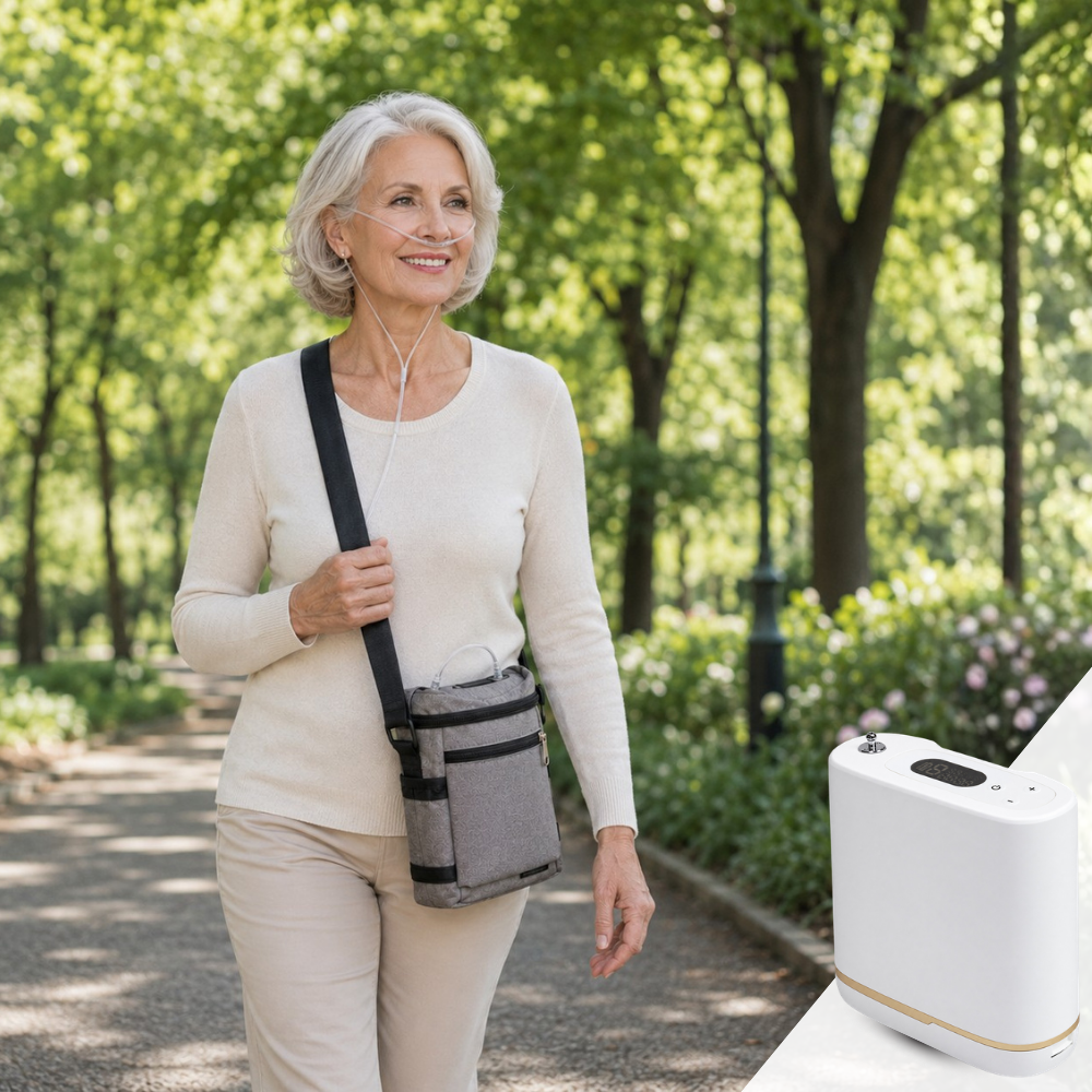 Small 1-5L Adjustable Pulse Flow 90% High Purity Portable Oxygen Concentrator with Long Battery Life and Low Noise for Travel Use ROV-5P