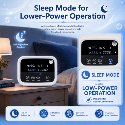 Up To 93% Purity 1-5L Continuous Flow Portable Oxygen Concentrator With Long Battery Life 24/7 Work for All Night Use ROV-05