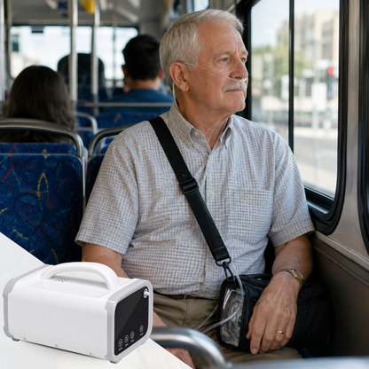 1-5L Adjustable Continuous Flow Portable Oxygen Concentrator Up To 95% Purity with Long-life Battery Lightweight Quiet for High Altitude Use ROV-05