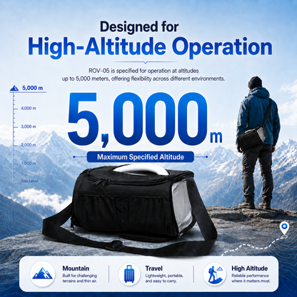 Up To 93% Purity 1-5L Continuous Flow Portable Oxygen Concentrator With Long Battery Life 24/7 Work for All Night Use ROV-05