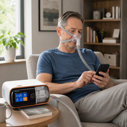 BiPAP Machine with Heated Tubing Ultra Quiet Operation Data Tracking Wide Pressure Range Color Screen and Safety Alarm System DF-25S-HM