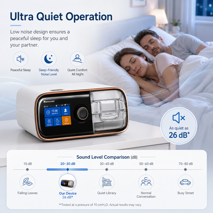 BiPAP Machine with Heated Tubing Ultra Quiet Operation Data Tracking Wide Pressure Range Color Screen and Safety Alarm System DF-25S-HM