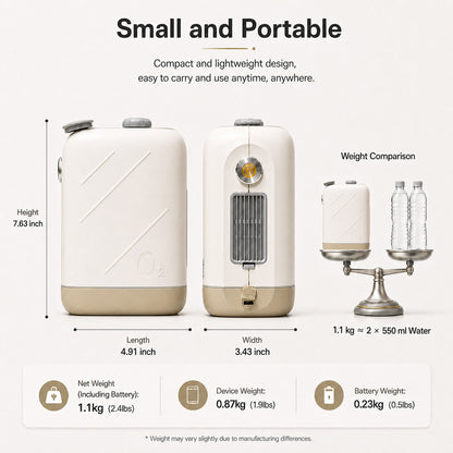 Small Portable 2L Continuous Flow Oxygen Concentrator with Low Noise and 2-Hour Long-life Battery for 24/7 Continuous Work Home Travel Use ROV-02