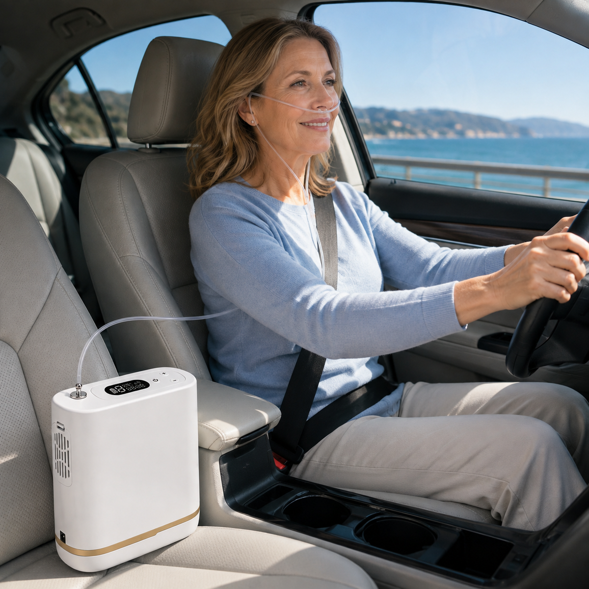 Small 1-5L Adjustable Pulse Flow 90% High Purity Portable Oxygen Concentrator with Long Battery Life and Low Noise for Travel Use ROV-5P