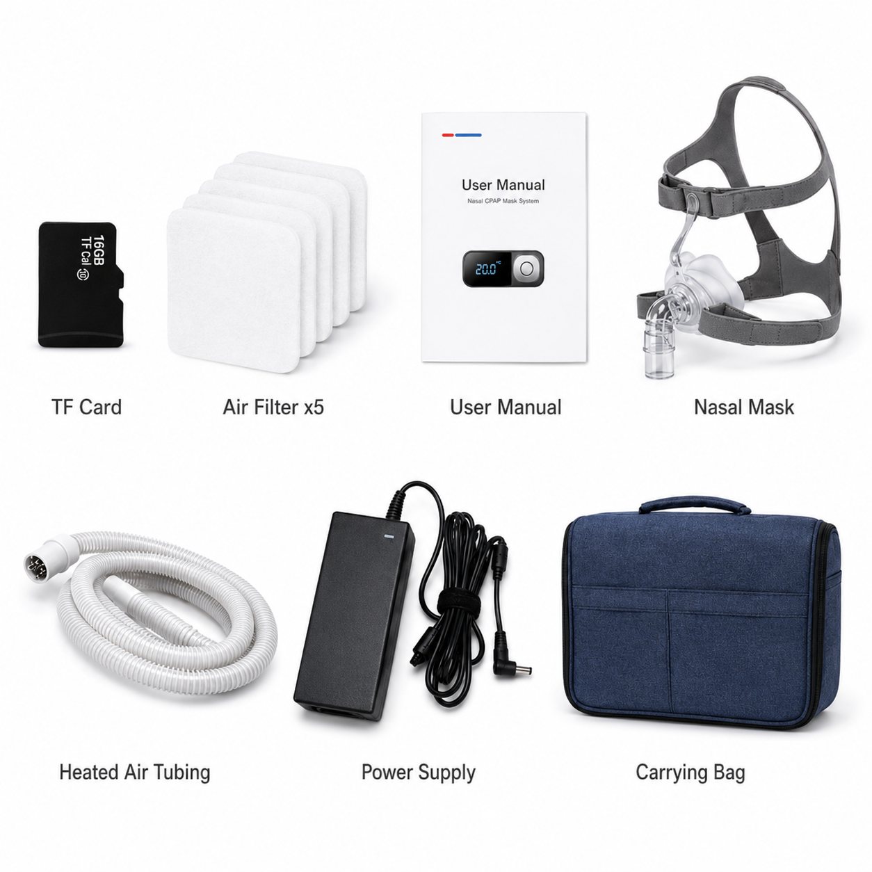 BiPAP Machine with Heated Tubing Ultra Quiet Operation Data Tracking Wide Pressure Range Color Screen and Safety Alarm System DF-25S-HM