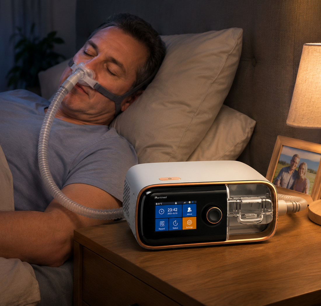BiPAP Machine Featuring Wide Pressure Range Heated Tubing Quiet Operation Data Monitoring Color Screen and Alarm System DF-25S-HM