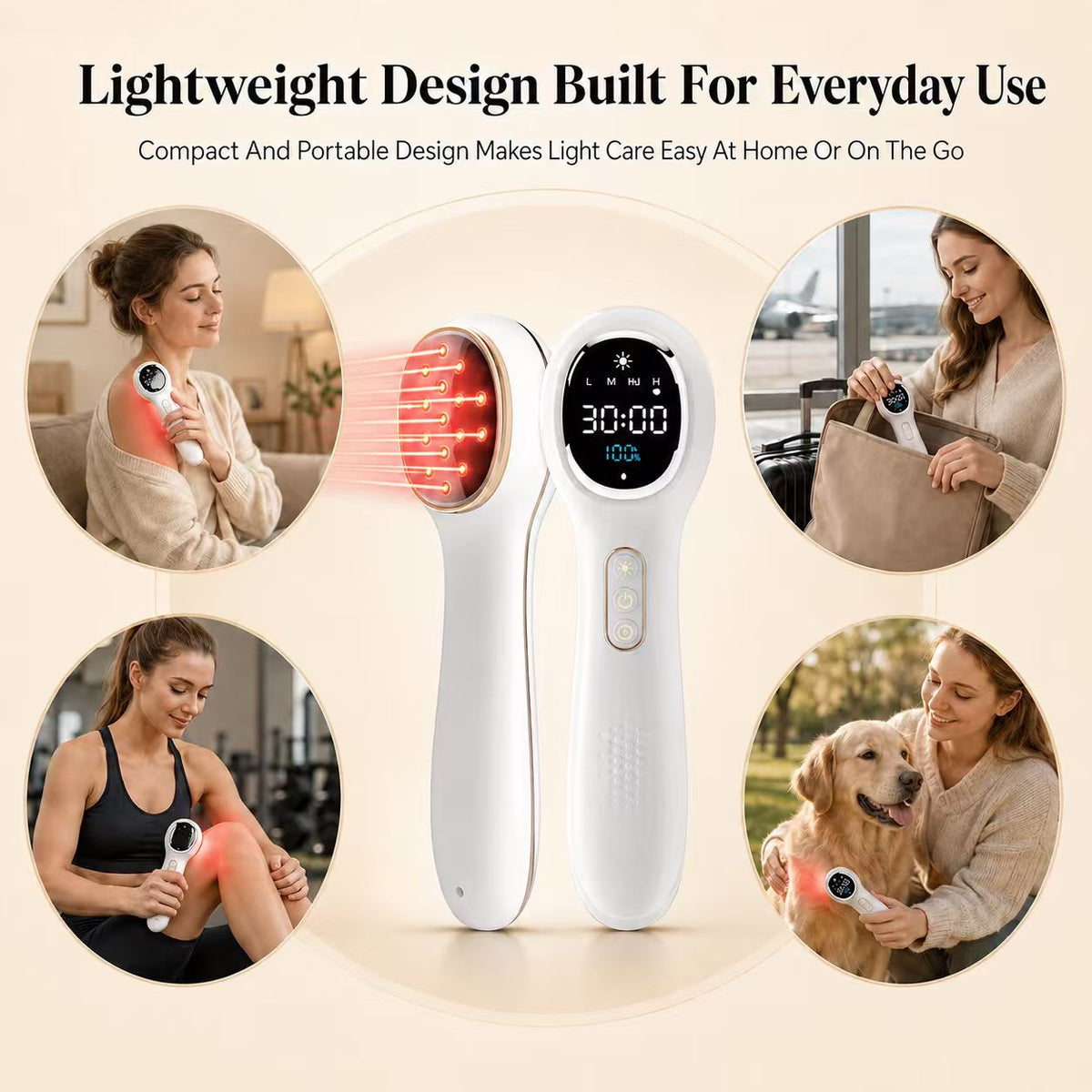Handheld Red Light Device 17×650nm LED Portable Design With Adjustable Timer JGY-03