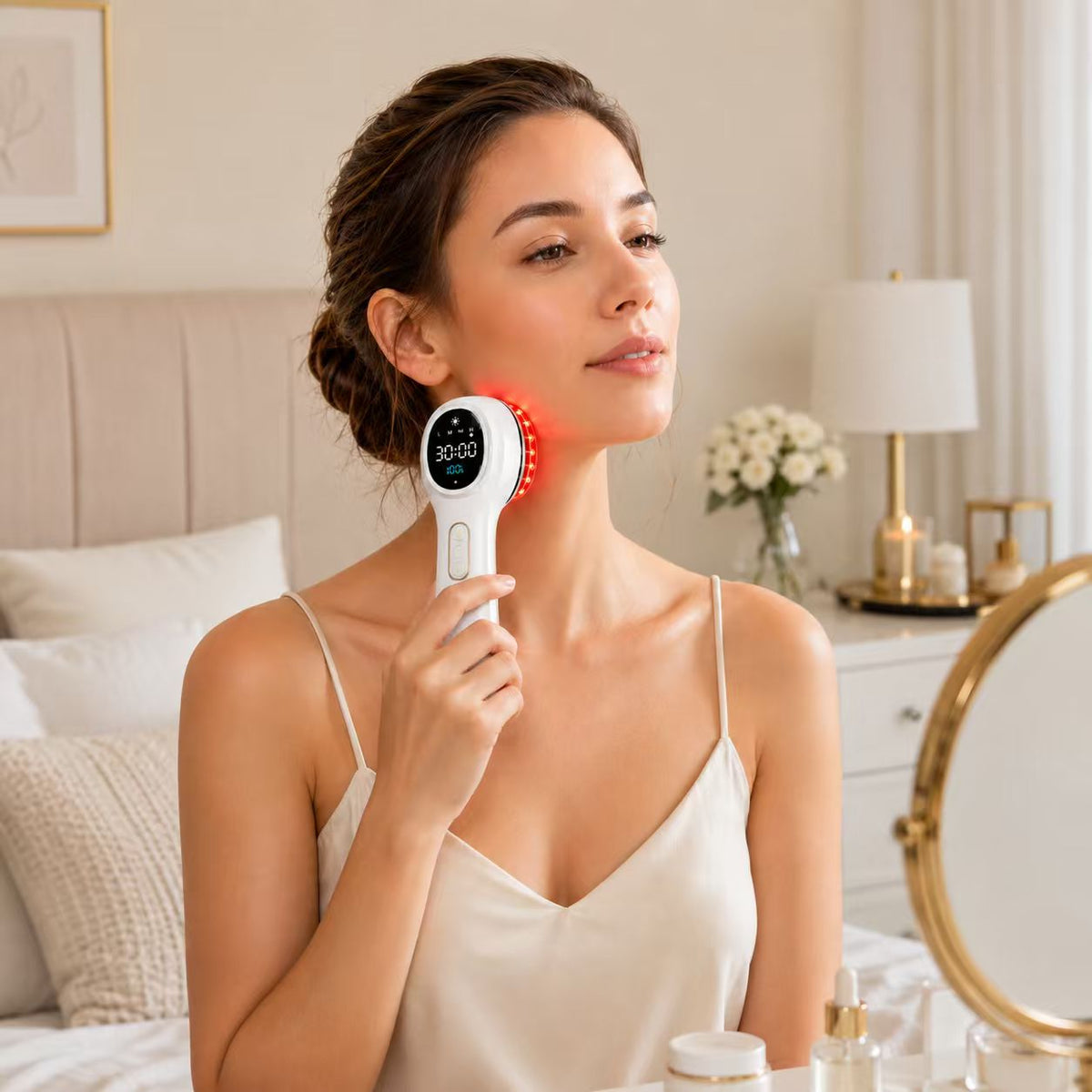 Portable LED Red Light Device 17×650nm Light Source 4 Power Levels Timer Lightweight Design For Humans And Pets JGY-03