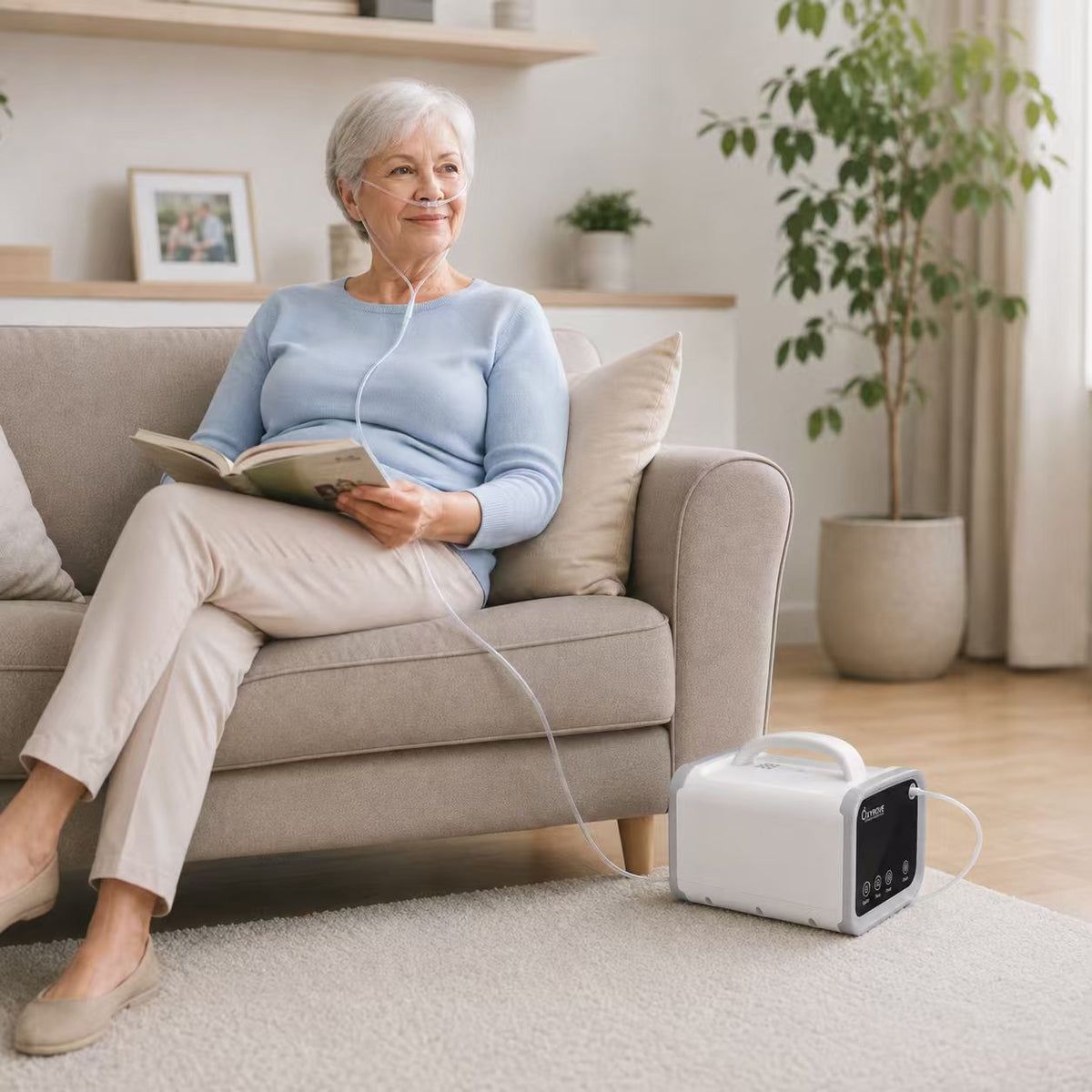 1-5L Adjustable Continuous Flow Portable Oxygen Concentrator With 93% Purity and Long-life Battery Low Noise for Travel Use ROV-05